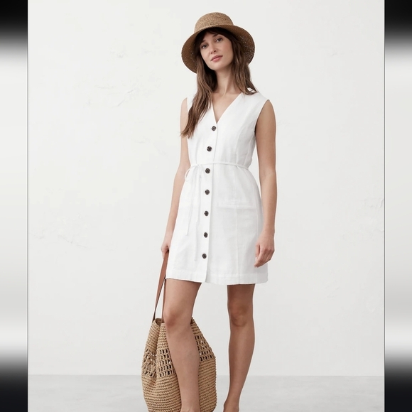 NWT Banana Republic Linen-Blend Button-Front Mini Dress - Size M - Picture 9 of 10